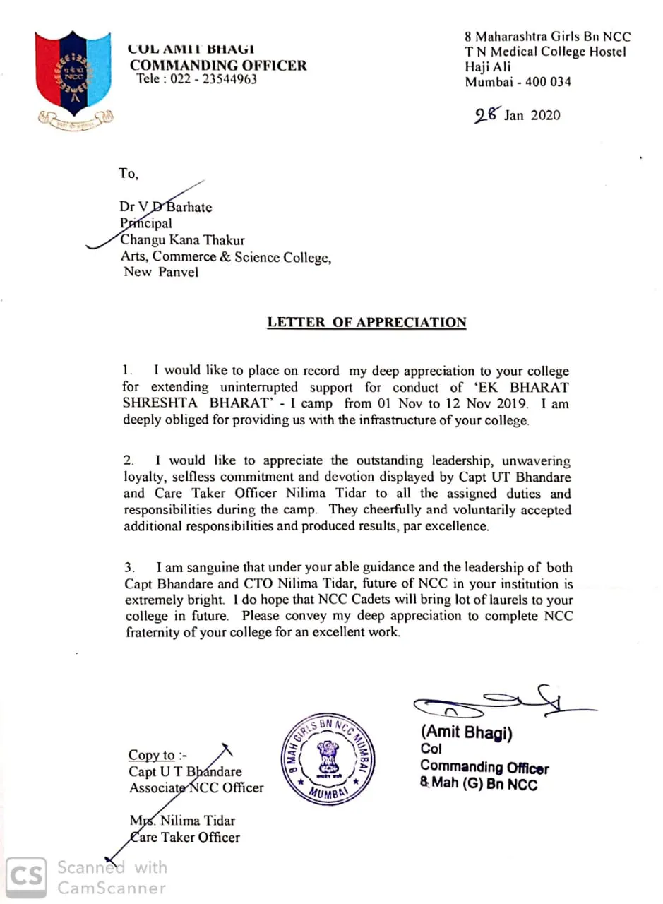 Letter of Appreciation